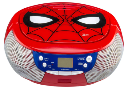 ekids SM-430 Marvel Spiderman tragbarer CD-Player mit Radio und AUX-Eingang für Smartphones und MP3-Player blau – Bild 2