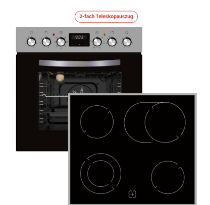 Geratek Herdset Edelstahl inkl. 2-fach Teleskopauszug Torbole EH 7104 IX