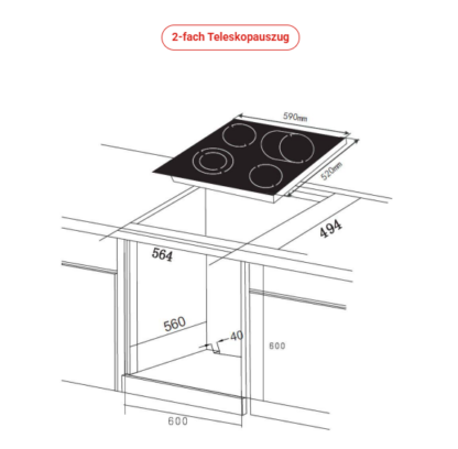 Geratek Herdset Edelstahl inkl. 2-fach Teleskopauszug Torbole EH 7104 IX – Bild 4