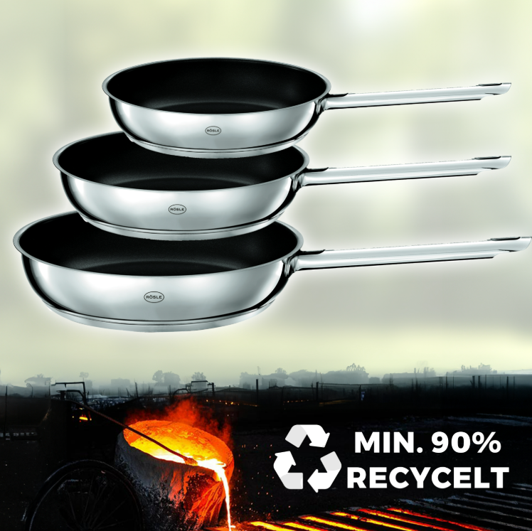 Rösle 3-tlg. Bratpfannen-Set Ø 20 cm, Ø 24 cm, Ø 28 cm mit Premium Antihaftversiegelung 132124 PUREELEMENTS