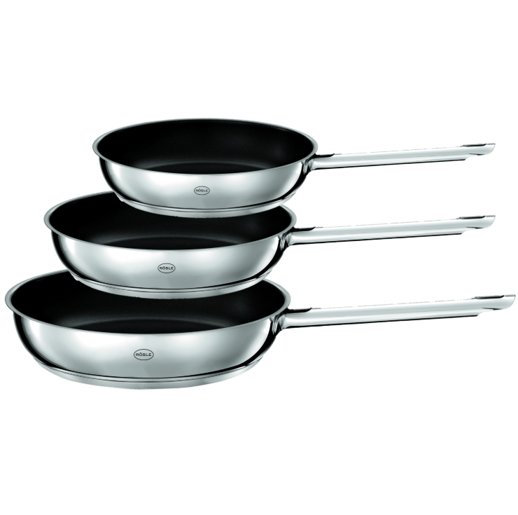 Rösle 3-tlg. Bratpfannen-Set Ø 20 cm, Ø 24 cm, Ø 28 cm mit Premium Antihaftversiegelung 132124 PUREELEMENTS