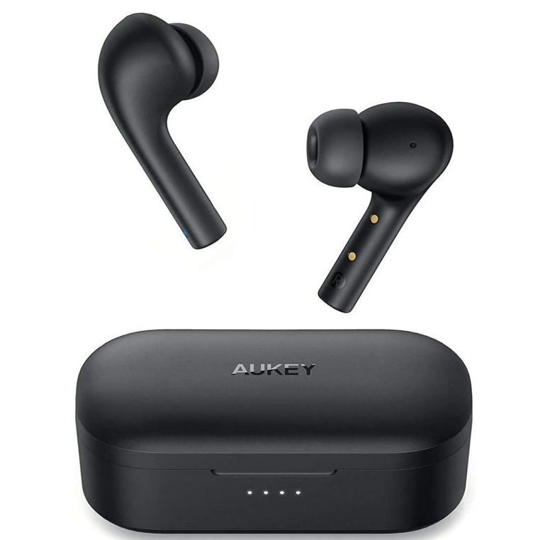 Aukey In-Ear Kopfhörer mit Geräuschunterdrückung schwarz Bluetooth true wireless touch control kabellose Earphones mit Ladecase wasserfest
