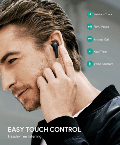 Aukey In-Ear Kopfhörer mit Geräuschunterdrückung schwarz Bluetooth true wireless touch control kabellose Earphones mit Ladecase wasserfest – Bild 6