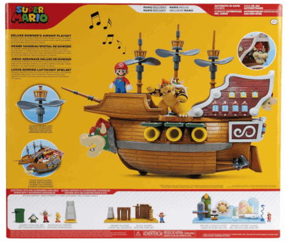 Super Mario Deluxe Bowser's Luftschiff Spielset mit Mario Actionfigur - authentische In-Game-Sounds & drehende Propeller – Bild 2