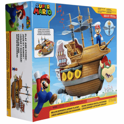 Super Mario Deluxe Bowser's Luftschiff Spielset mit Mario Actionfigur - authentische In-Game-Sounds & drehende Propeller – Bild 3