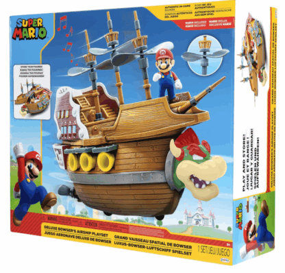 Super Mario Deluxe Bowser's Luftschiff Spielset mit Mario Actionfigur - authentische In-Game-Sounds & drehende Propeller – Bild 4