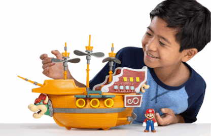 Super Mario Deluxe Bowser's Luftschiff Spielset mit Mario Actionfigur - authentische In-Game-Sounds & drehende Propeller – Bild 6