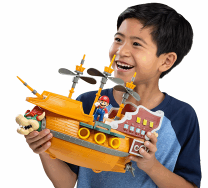 Super Mario Deluxe Bowser's Luftschiff Spielset mit Mario Actionfigur - authentische In-Game-Sounds & drehende Propeller – Bild 8