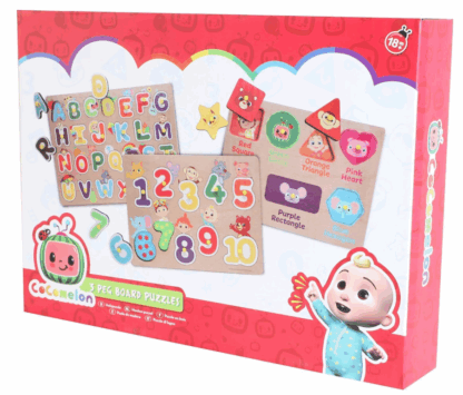 Toyland® Cocomelon 3er-Pack Steckbrett-Puzzles aus Holz – Lernpuzzles für Kinder – Kleinkinderspielzeug – Alter 18 Monate
