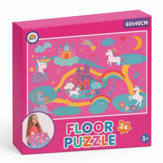 Produktbeschreibung – Floor Puzzle „Einhorn & Zauberschloss“ (24 Teile, 60×40 cm)
