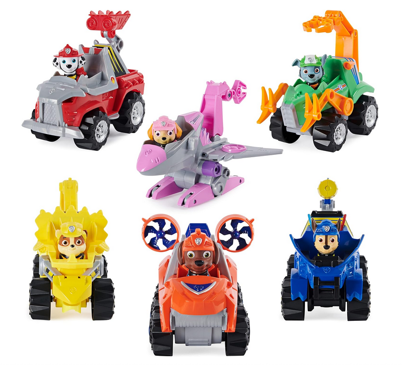 La Pat' Patrouille Paw Patrol - 6056930 – Spielzeug für Kinder - Fahrzeug + Figur Dino Rescue - Figur Paw Patrol - Zufälliges Modell, Multi