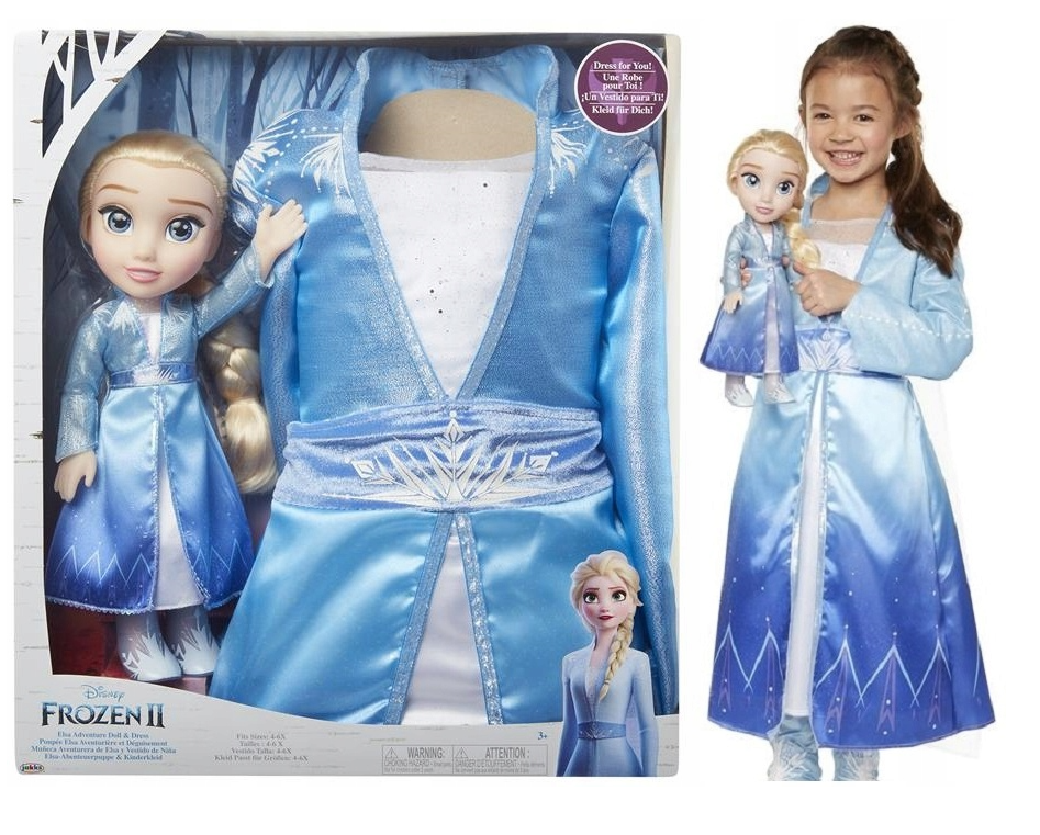Disney Frozen II – Elsa Abenteuerpuppe & Kinderkleid Set (2-in-1)