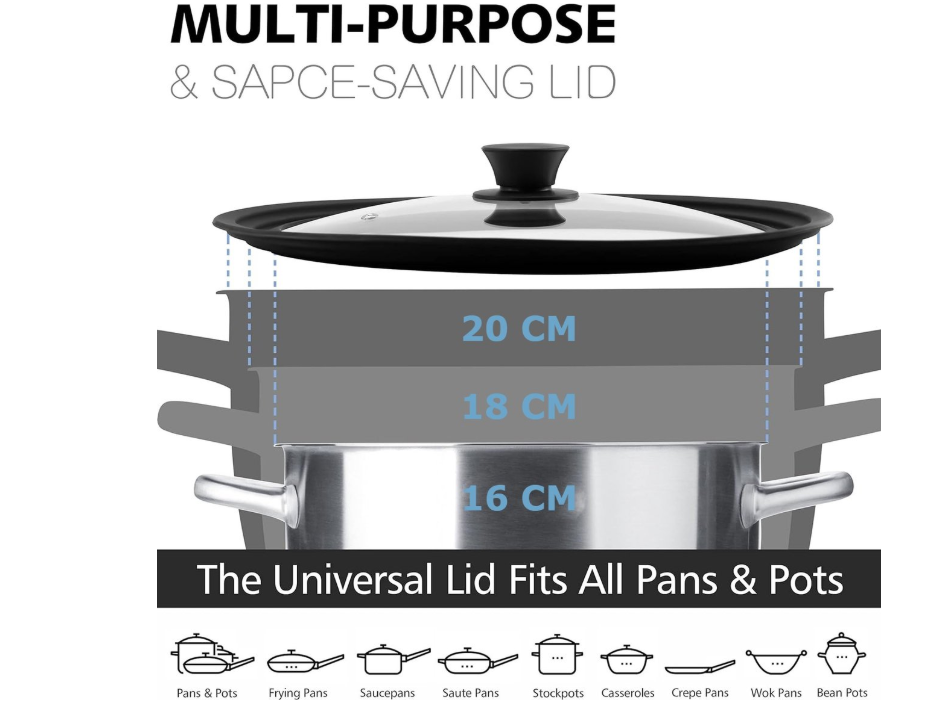 Royalty Line® FS2M Induktions-Kochtopf – 3-teiliges Kochtopf-Set mit Universaldeckel – Ø 18/20 cm – 1,6/2,3 Liter – Antihaftbeschichtung – Für alle Herdarten geeignet – Silber
