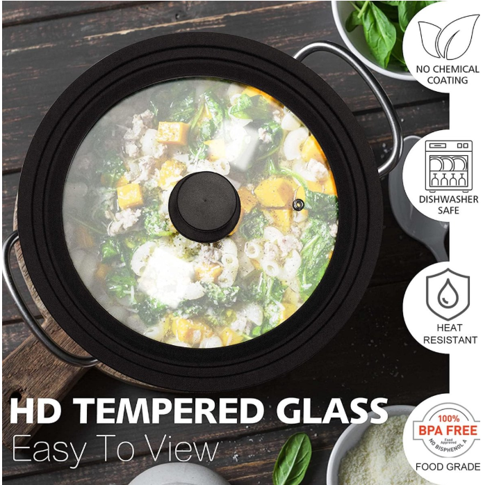 Royalty Line® FS2M Induktions-Kochtopf – 3-teiliges Kochtopf-Set mit Universaldeckel – Ø 18/20 cm – 1,6/2,3 Liter – Antihaftbeschichtung – Für alle Herdarten geeignet – Silber