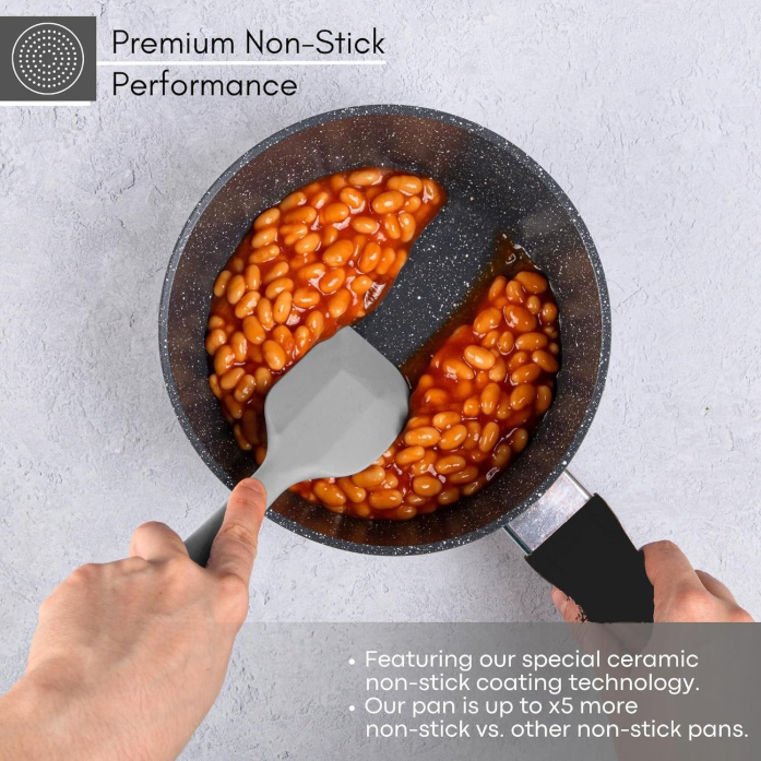 Royalty Line® FS3M Induktions-Kochtopf – 4-teiliges Topfset mit Universaldeckel – Ø 16/18/20 cm – 1,2/1,6/2,3 Liter – Antihaft-Kochtopf – Kochtopf für alle Herdarten – Schwarz