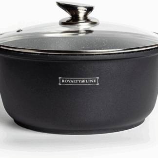 Royalty Line® BS26M Induktionsbratpfanne mit Deckel – Ø 26 cm / 4,8 Liter Induktions-Suppentopf – Bratpfanne für alle Herdarten – Antihaft-Kochtopf – Schwarz