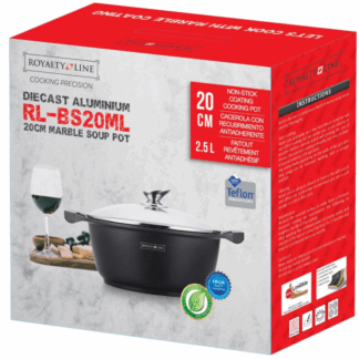 Royalty Line® BS20M Induktions-Bratpfanne – Ø 20 cm / 2,5 Liter Induktions-Suppentopf – Antihaftbeschichteter Topf – Für alle Herdarten geeignet – PFOA- und PTFE-frei – Bratpfanne mit Deckel – Schwarz