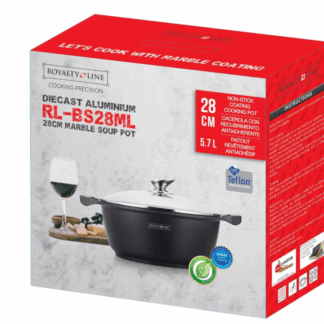 Royalty Line® BS28M Induktionsbratpfanne – Ø 28 cm / 5,7 Liter – Induktions-Suppentopf – Antihaft-Bratpfanne – Bratpfanne für alle Herdarten – Kochtopf – Schwarz