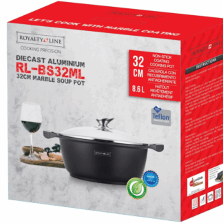 Royalty Line® BS32M Induktions-Schmortopf – Ø 32 cm / 8,6 Liter – Antihaftbeschichtung – Für alle Herdarten geeignet – Schwarz