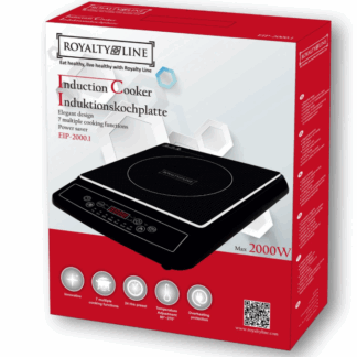 Royalty Line® EIP2000 Stand-Induktionskochfeld – 1 Kochzone – Geeignet für Töpfe und Pfannen von 15 bis 25 cm – 2000 W Leistung – 1 Kochfeld – Timer – Schwarz