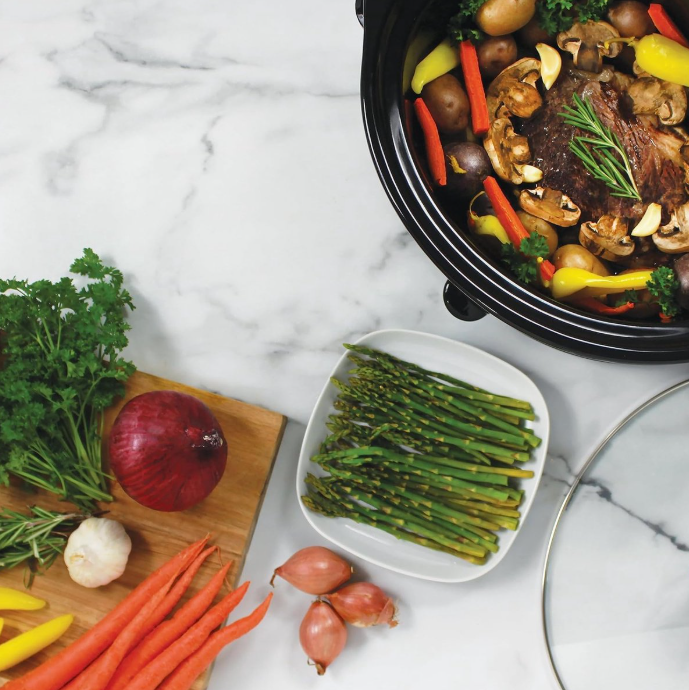 Royalty Line® SLC1012 Schongarer – 3,5 Liter – Ø 24,5 cm – mit herausnehmbarem Keramik-Innentopf – PFAS-frei – 240 W – Warmhaltefunktion – Edelstahl