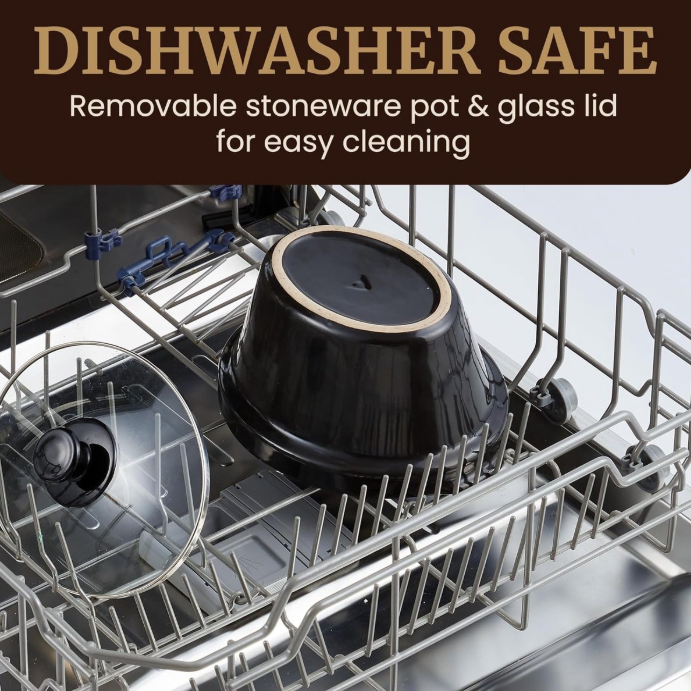 Royalty Line® SLC1012 Schongarer – 3,5 Liter – Ø 24,5 cm – mit herausnehmbarem Keramik-Innentopf – PFAS-frei – 240 W – Warmhaltefunktion – Edelstahl