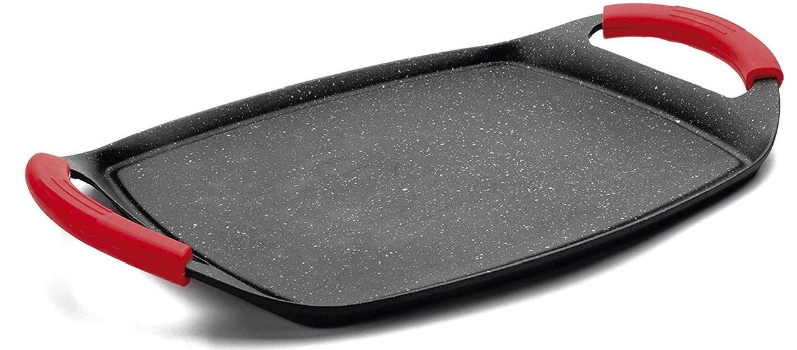 Royalty Line® ATG36M Induktionsgrillplatte – 23 x 36 cm – Induktionsgrillpfanne für alle Herdarten – Backofenfreie Grillpfanne – Plancha mit abnehmbaren Griffen – Schwarz