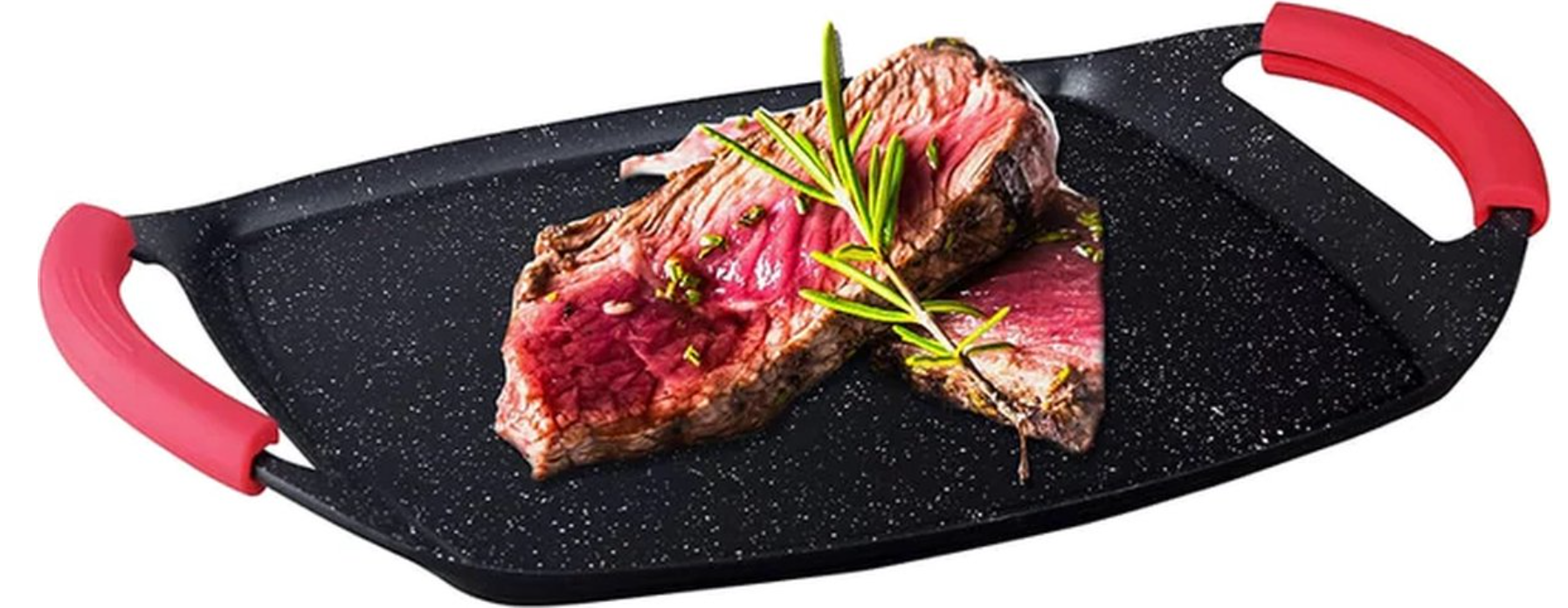 Royalty Line® ATG36M Induktionsgrillplatte – 23 x 36 cm – Induktionsgrillpfanne für alle Herdarten – Backofenfreie Grillpfanne – Plancha mit abnehmbaren Griffen – Schwarz