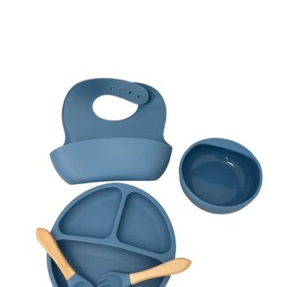 Silikon Baby Ess-Set – 5-teilig (Blau) | BPA-frei & rutschfest