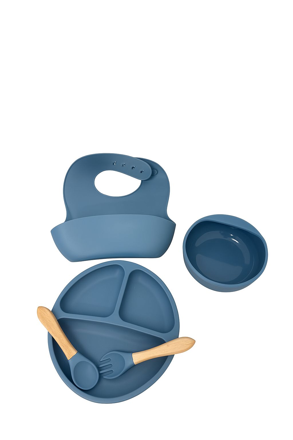 Silikon Baby Ess-Set – 5-teilig (Blau) | BPA-frei & rutschfest