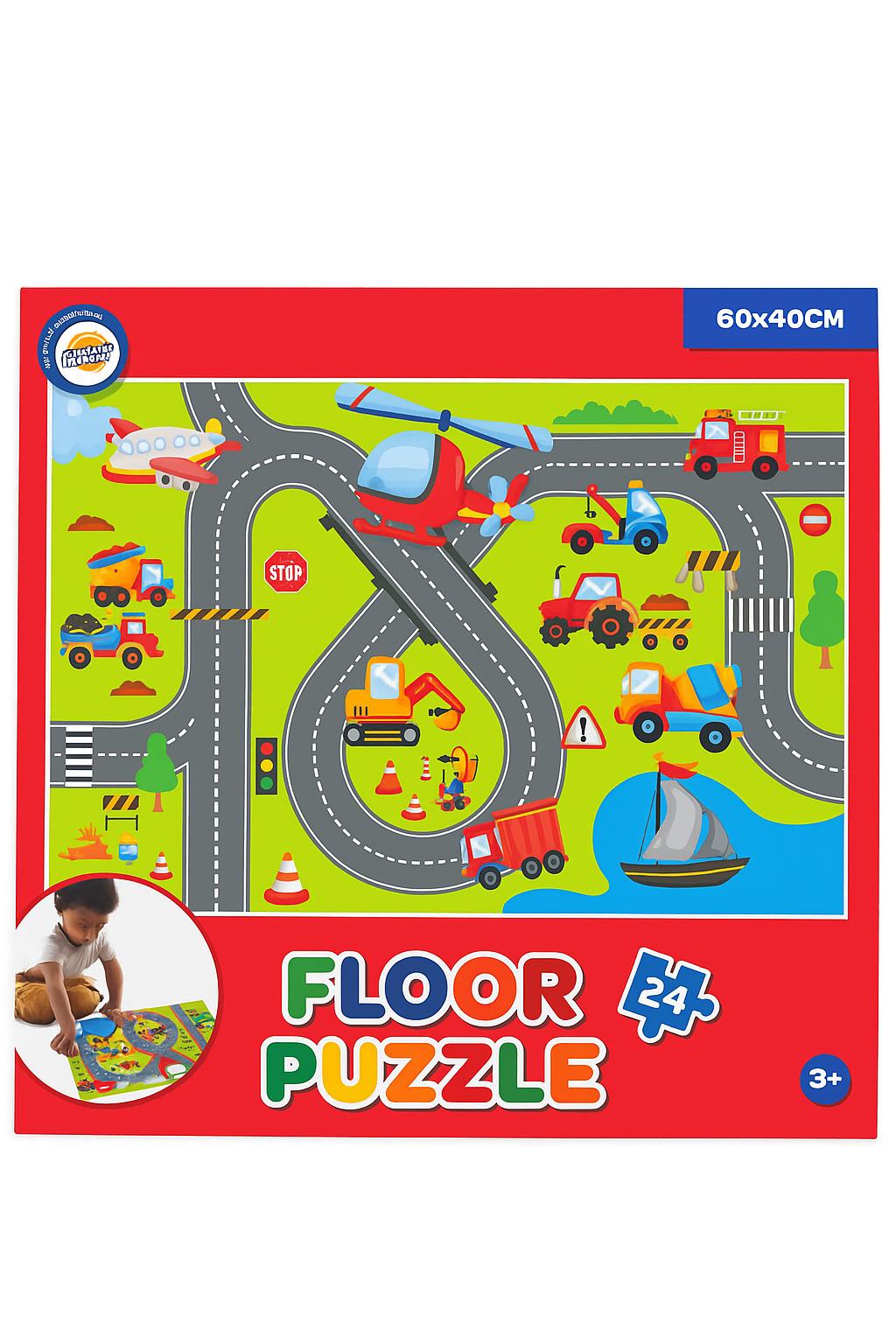 Floor Puzzle – Verkehrs- & Bauszenen | 24 Teile | 60 × 40 cm
