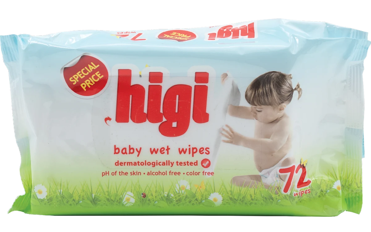 Hygiene Feuchttücher für Babys, 72 Stück.
