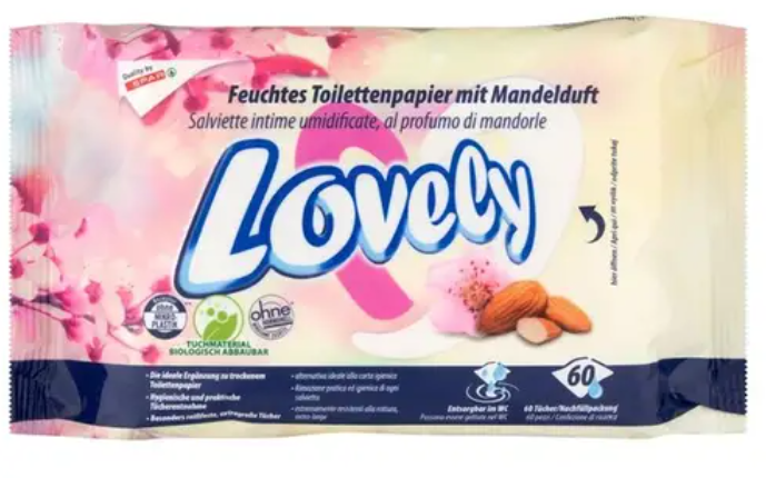 Lovely Feuchtes Toilettenpapier – Mandelduft (60 Tücher)