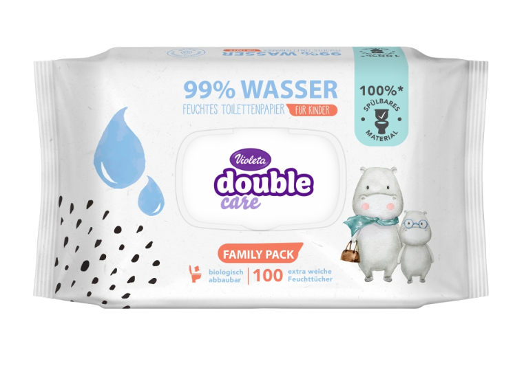 Double Care Feucht-Toilettenpapier, 100 Blatt, 99 % Wassergehalt