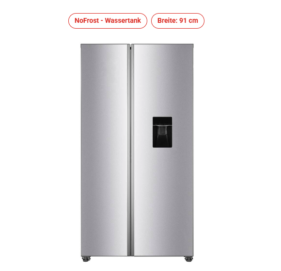 Geratek *D* No Frost Side-by-Side mit Wassertank Inox - Seward SBS 4130 IL