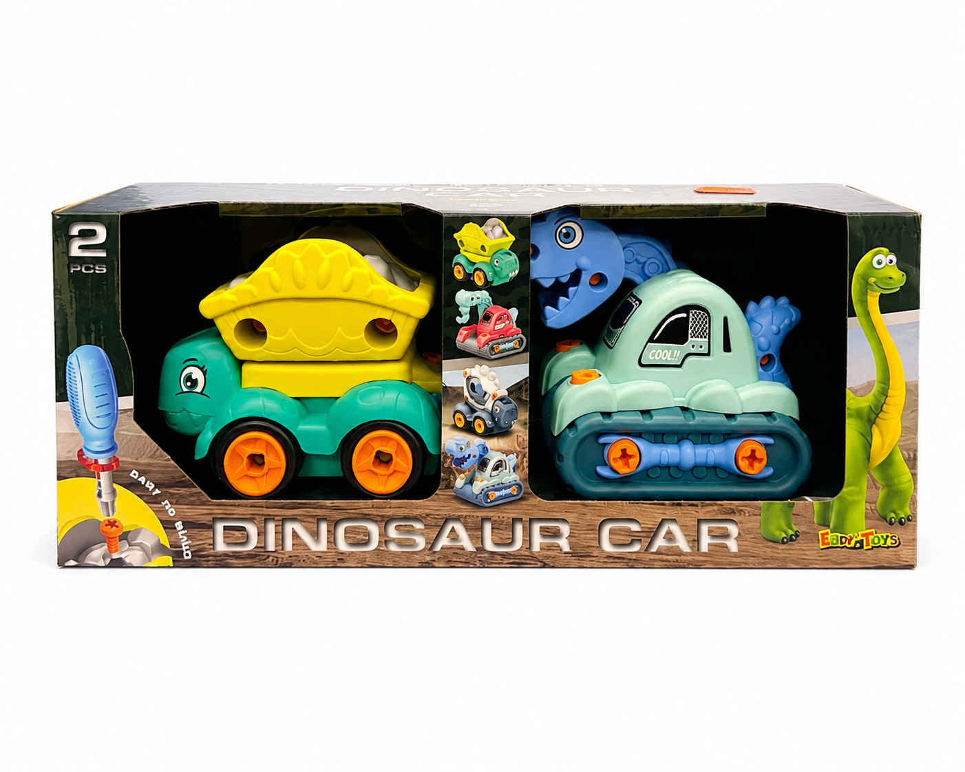 Dinosaur Car 2-teiliges Fahrzeug-Set mit Schraubfunktion