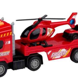 EDDY TOYS Fire Truck with Helicopter and Car – 38 cm