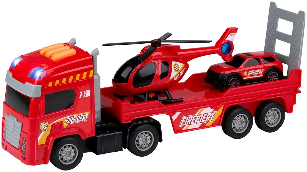 EDDY TOYS Fire Truck with Helicopter and Car – 38 cm