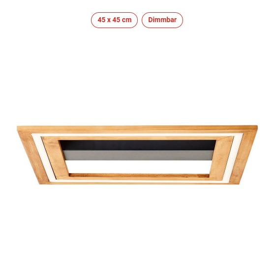Brilliant Rhea LED Deckenleuchte 45×45 cm – schwarz / holz – G99748/76