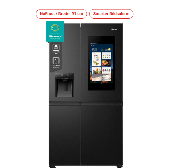Hisense Total NoFrost Side-by-Side schwarz mit Wasseranschluss RS 9P 628 GPFE *E*