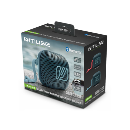 MUSE M-360 BTB – Premium Bluetooth-Lautsprecher – 5 W – Bass Boost – IPX4 – Himmelblau