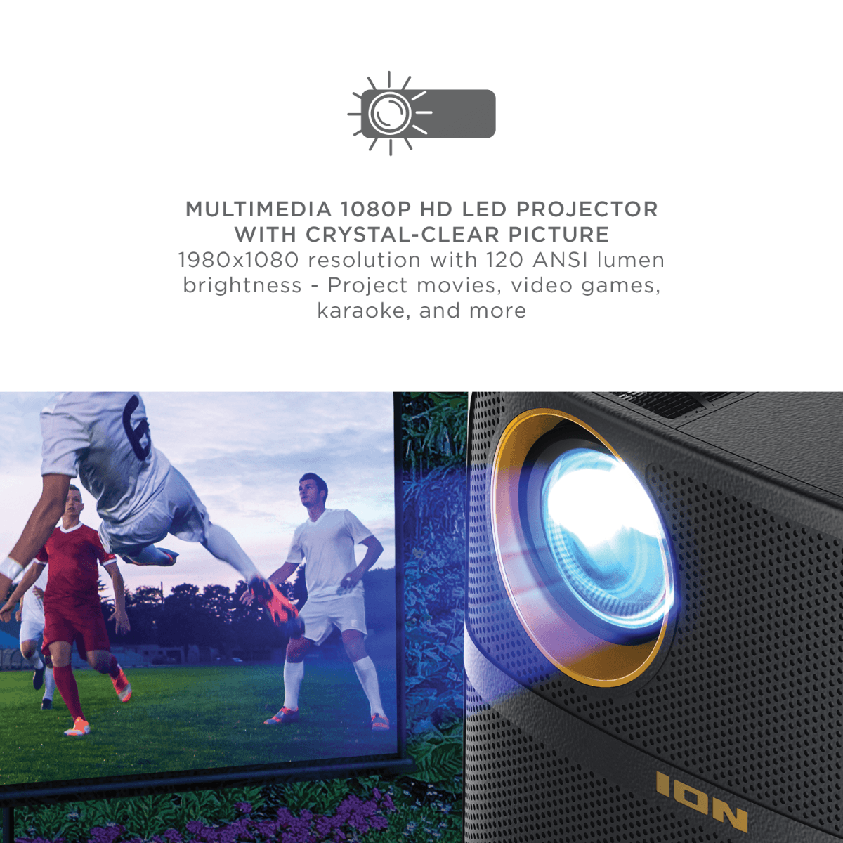 ION Audio Projector Max HD – Tragbarer HD-Projektor mit Bluetooth-Lautsprecher – Bild 12