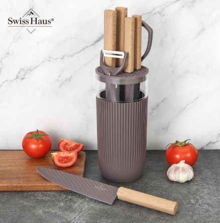 Swiss Haus Küchenset „Lake Geneva Collection“ 8-teilig – Taupe-Violett SH-KS8T
