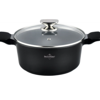 Swiss Haus Kasserolle mit Deckel 20 cm – 2,7 L, Schwarz SH-BC20B
