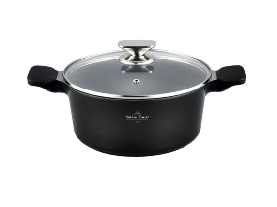 Swiss Haus Kasserolle mit Deckel 20 cm – 2,7 L, Schwarz SH-BC20B