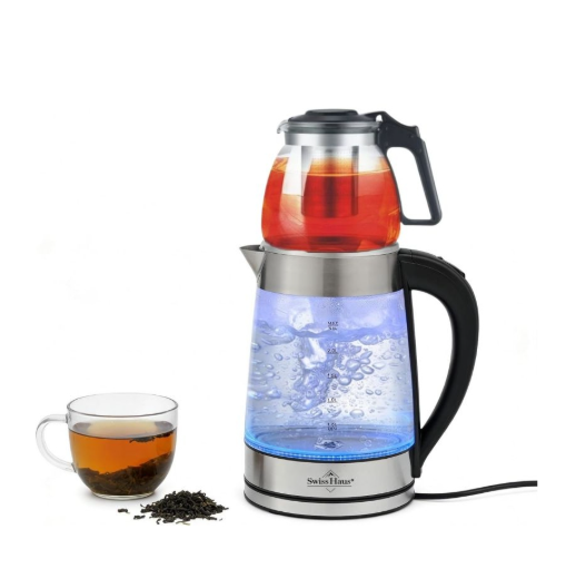 Swiss Haus Glaswasserkocher-Set „Zermatt Glacier Collection“ 1,7 L + Teekanne 0,5 L – 2200 W SH-GWK2220