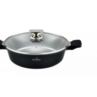 Swiss Haus Brat- und Schmorpfanne mit Deckel 26 cm – 2,9 L, Schwarz SH-BLC26B