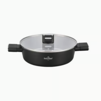 Swiss Haus Sauteuse mit Deckel „Spiez Castle“ 24 cm – 2,8 L, Schwarz SH-SCLC24B