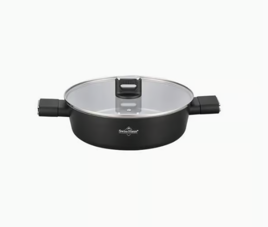 Swiss Haus Sauteuse mit Deckel „Spiez Castle“ 24 cm – 2,8 L, Schwarz SH-SCLC24B