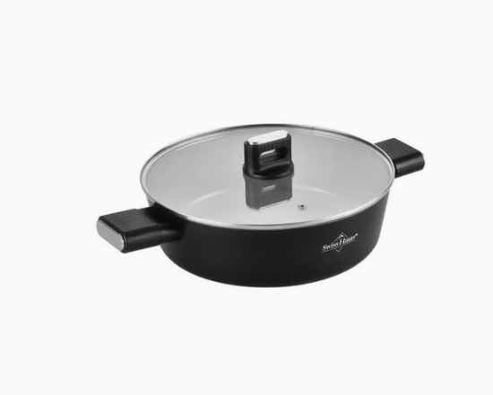 Swiss Haus Sauteuse mit Deckel „Spiez Castle“ 24 cm – 2,8 L, Schwarz SH-SCLC24B